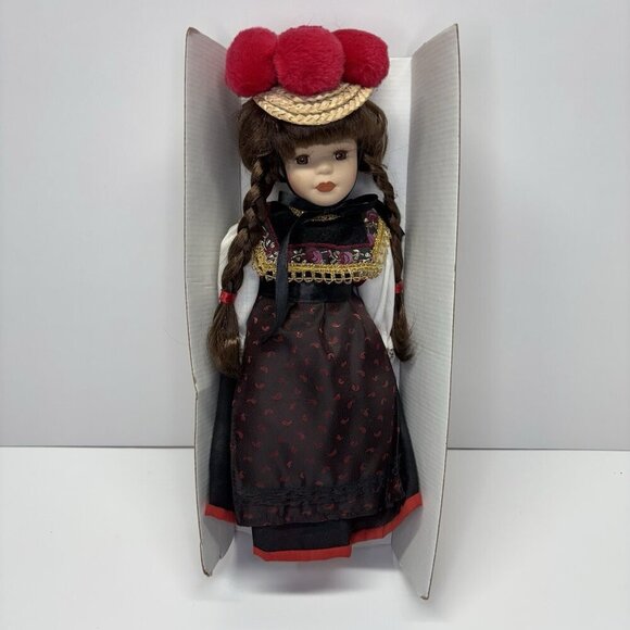 German Collectible Doll 13" Porzellan Puppe Porcelain Girl Doll - Picture 1 of 15